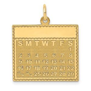 14k Yellow Gold Saturday Start Perpetual Calendar Charm Pendant, 22mm